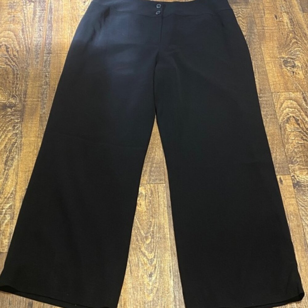 flat front Black Wide Leg Pants with stretch dressy casual
